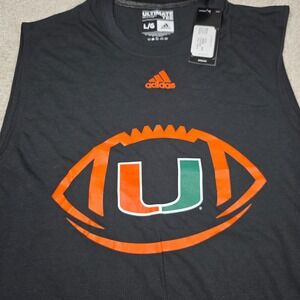 Adidas Miami Hurricanes Ultimate Tank T-Shirt Mens Size L Black Logo NWT